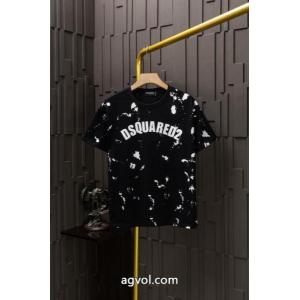 コピー 商品 ブランド最終価格 流行フォルム ロゴが美しい半袖TシャツDSQUARED2