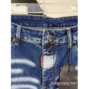 DSQUARED 2 2026高バージョン新撥墨破穴多要素アルファベットカップル水洗ストレッチジーンズ