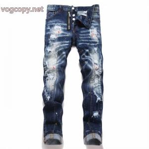 DSQUARED 2 2026新型軽量贅沢サイドジッパー泡かけカップル水洗ストレッチジーンズ