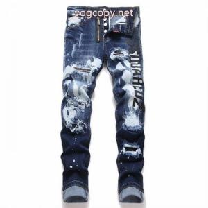 DSQUARED 2 2026新型軽量贅沢落書き乞食カップル水洗ストレッチジーンズ