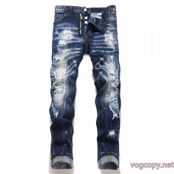DSQUARED 2 2026新型軽量贅沢サイドジッパー泡かけカップル水洗ストレッチジーンズ 0 