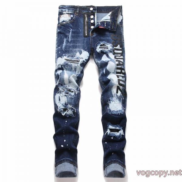 DSQUARED 2 2026新型軽量贅沢落書き乞食カップル水洗ストレッチジーンズ 0 